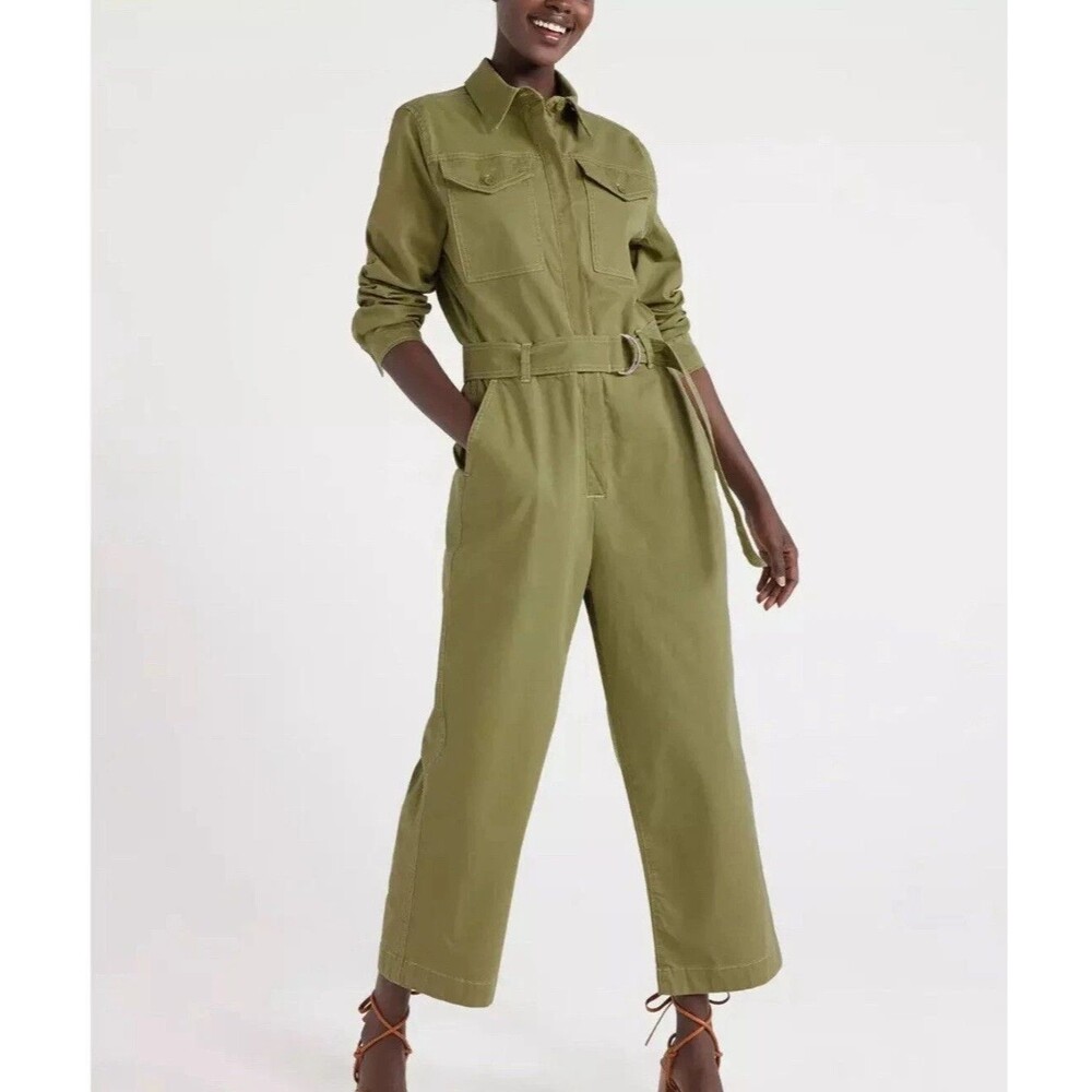 Military Inspired, Functional, Boho Chic, Olive Green Jumpsuit Women XS